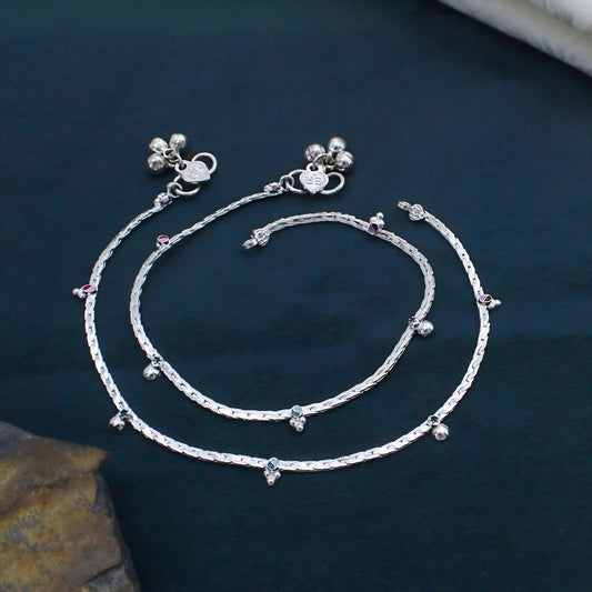 Real Silver Flat Chain Anklet for Women -  Daily Wear Payal