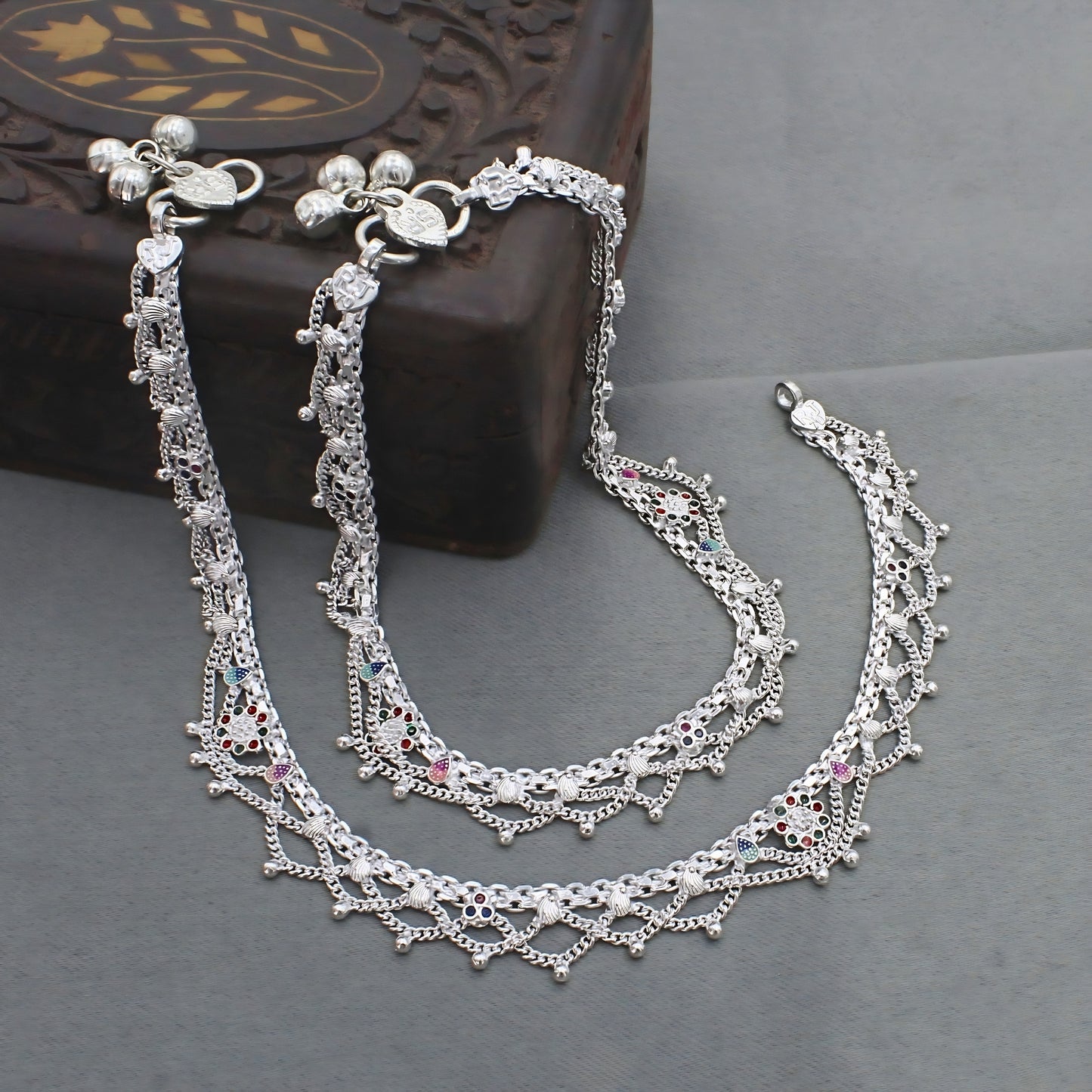 Real Silver Wedding Anklet with Jhallar Style Jhanjhar
