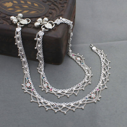 Real Silver Wedding Anklet with Jhallar Style Jhanjhar