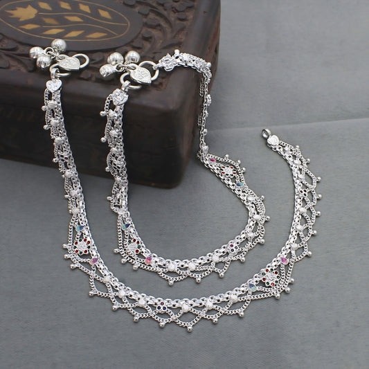 Real Silver Wedding Anklet with Jhallar Style Jhanjhar