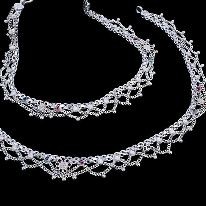 Real Silver Wedding Anklet with Jhallar Style Jhanjhar