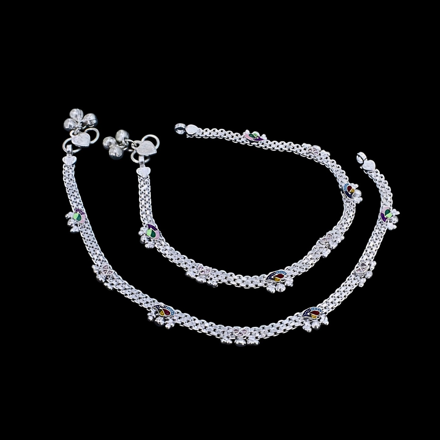 Stylish Real Silver Peacock Feather Jhanjhar Payal Anklet for Women