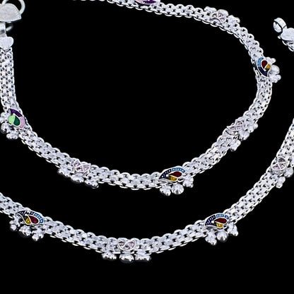 Stylish Real Silver Peacock Feather Jhanjhar Payal Anklet for Women