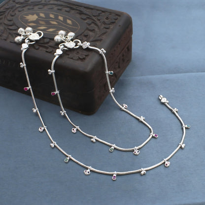 Elegant Real Silver Charm Payal Anklet for Women – 11 inch