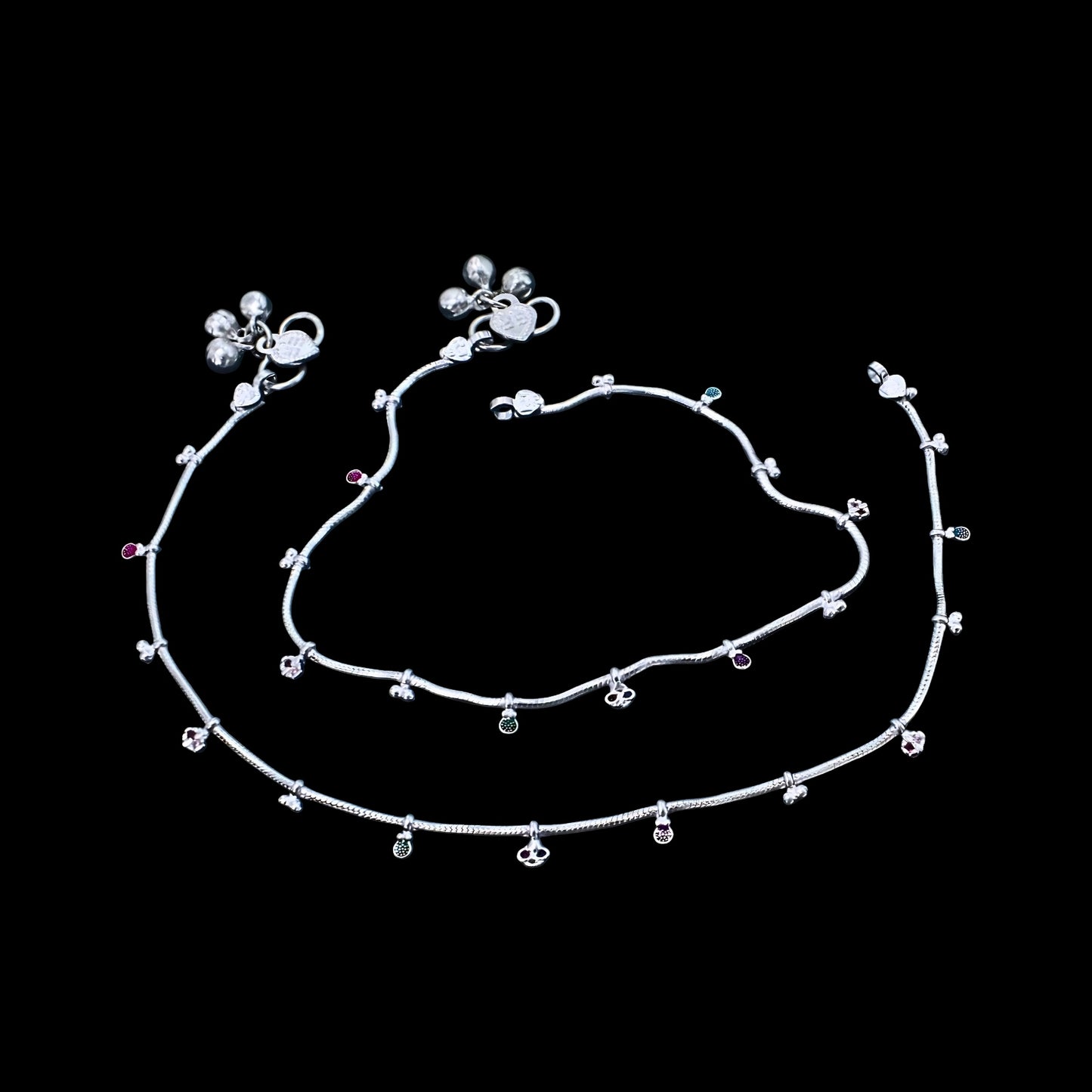 Elegant Real Silver Charm Payal Anklet for Women – 11 inch
