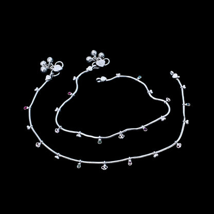 Elegant Real Silver Charm Payal Anklet for Women – 11 inch