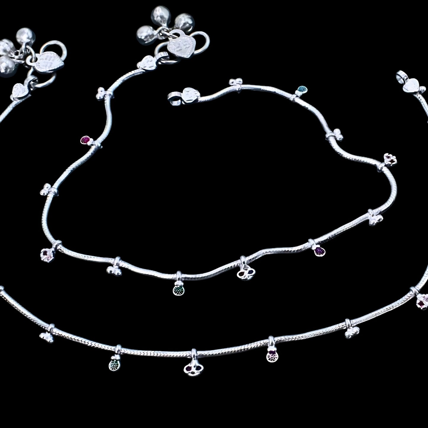 Elegant Real Silver Charm Payal Anklet for Women – 11 inch
