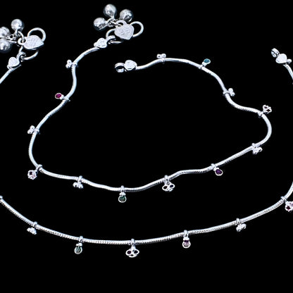 Elegant Real Silver Charm Payal Anklet for Women – 11 inch