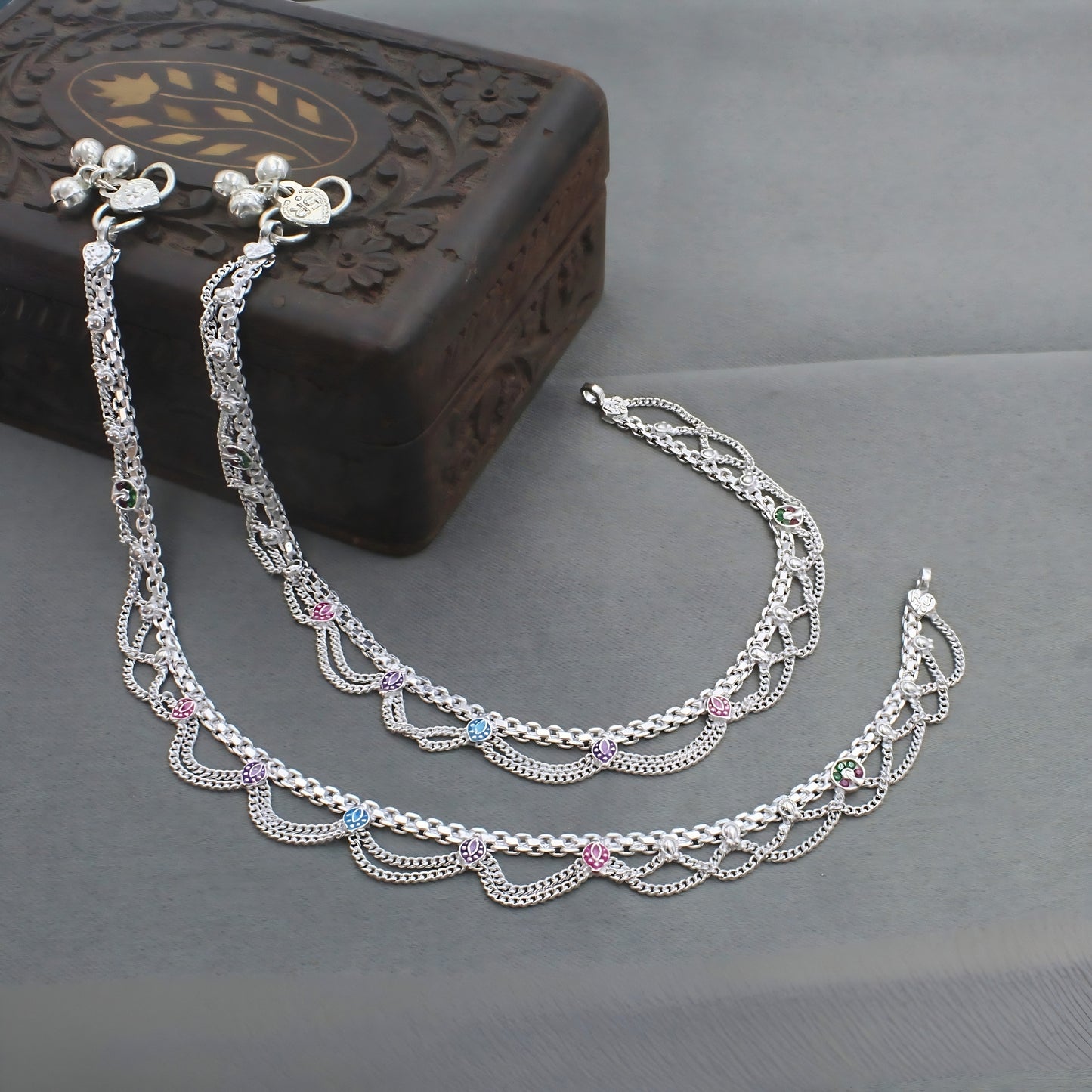 Real Silver Jhalar Design Wedding Anklet – Ethnic Payal for Women