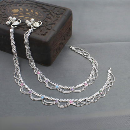 Real Silver Jhalar Design Wedding Anklet – Ethnic Payal for Women