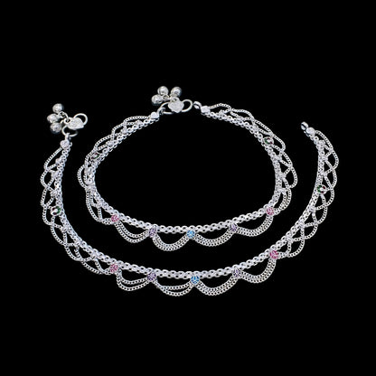 Real Silver Jhalar Design Wedding Anklet – Ethnic Payal for Women