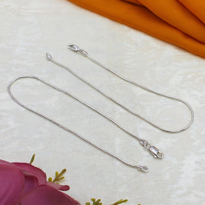 Real Silver Snake Chain Payal Anklet - Elegant Foot Jewelry