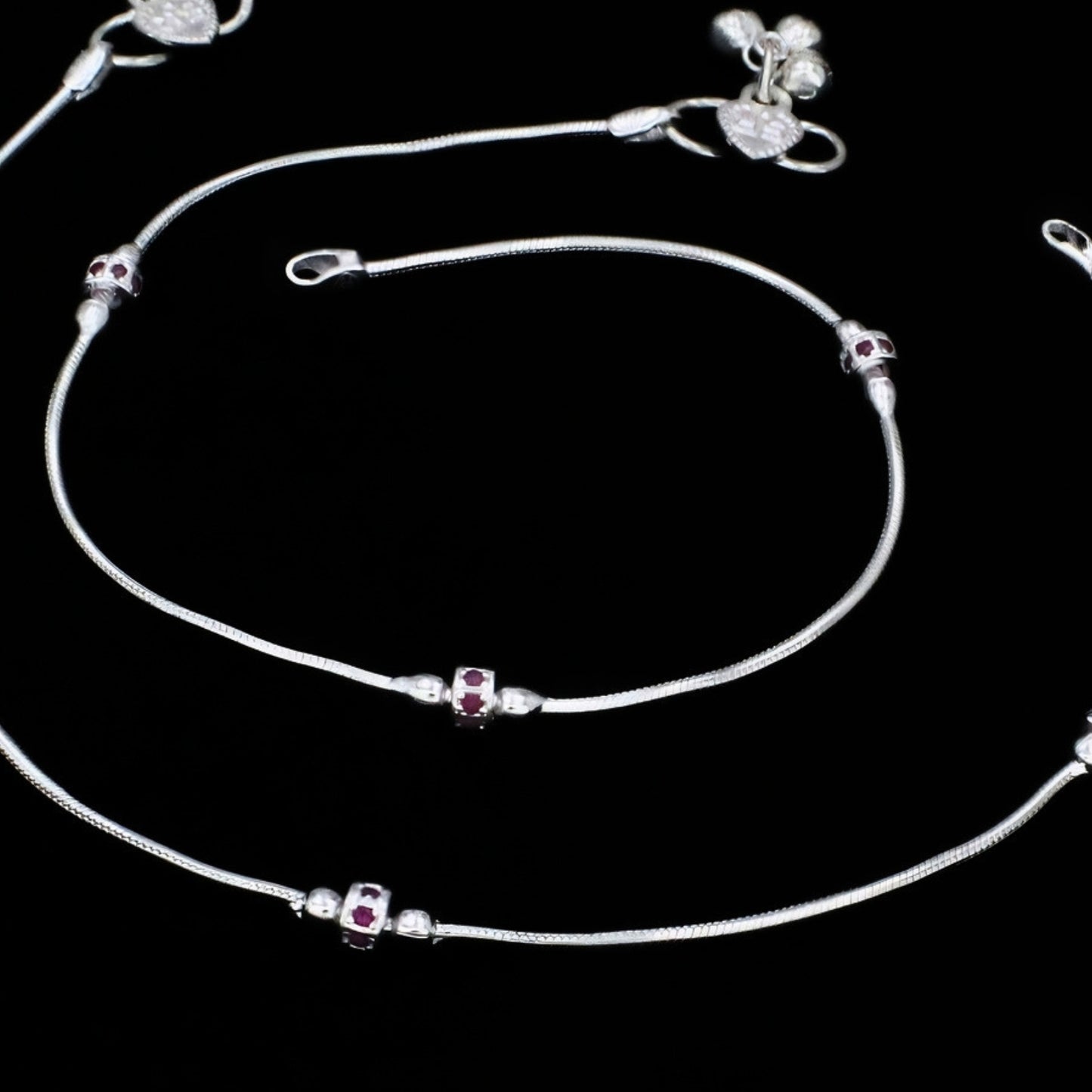 Elegant Pink CZ Snake Chain Anklet - 10.3 inch Payal