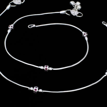 Elegant Pink CZ Snake Chain Anklet - 10.3 inch Payal