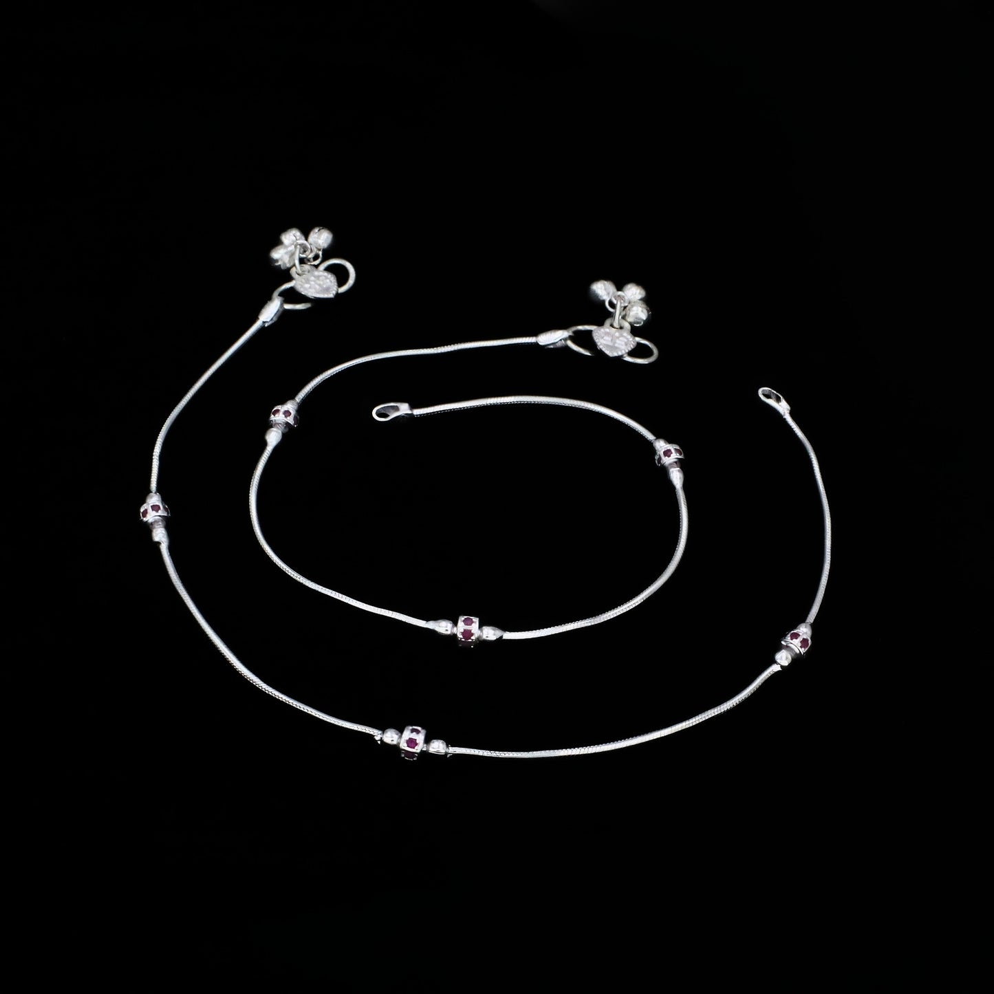 Elegant Pink CZ Snake Chain Anklet - 10.3 inch Payal