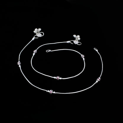 Elegant Pink CZ Snake Chain Anklet - 10.3 inch Payal