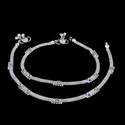 Real Silver Floral Work women Anklet - Chandi ki Payal