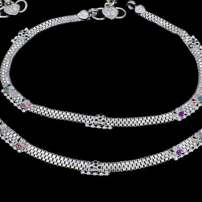 Real Silver Floral Work women Anklet - Chandi ki Payal