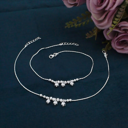 Boho Style Real Silver Payal Anklet Pair