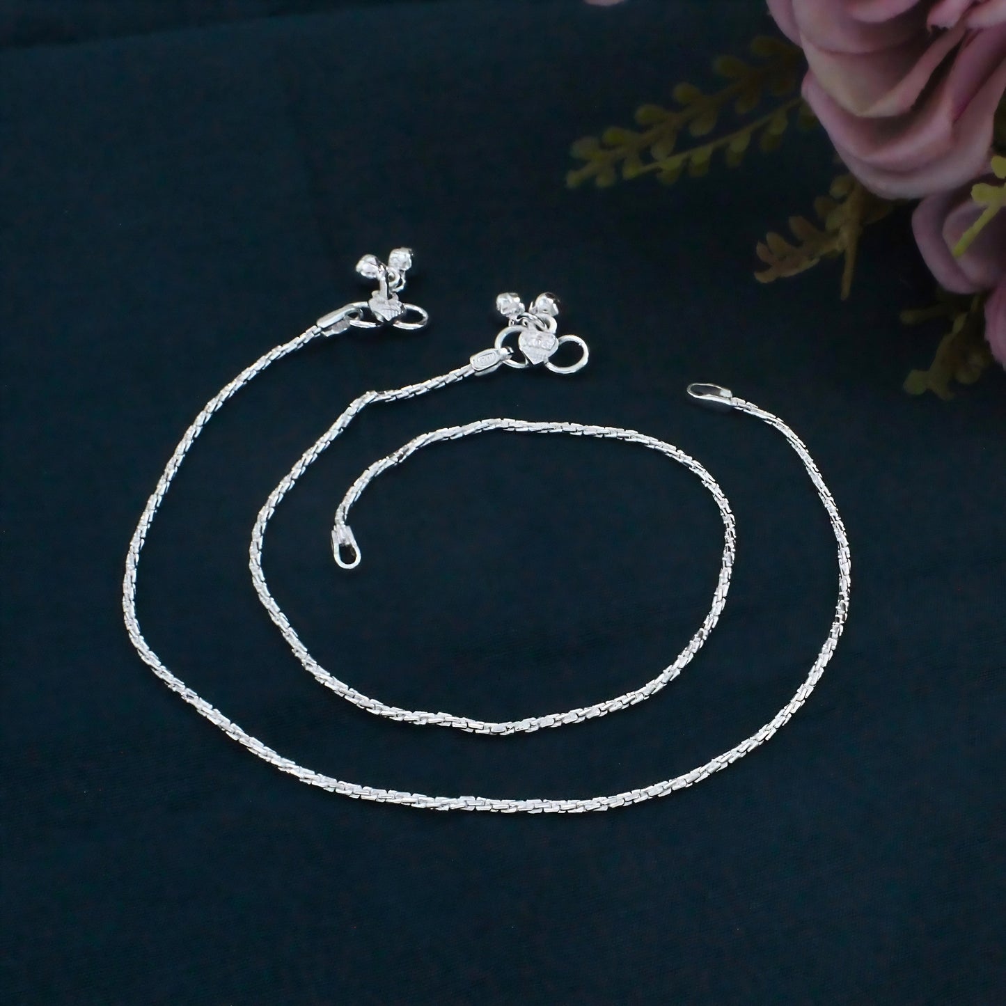 Daily Wear Real Silver Chain Anklet Payal for Girls & Women