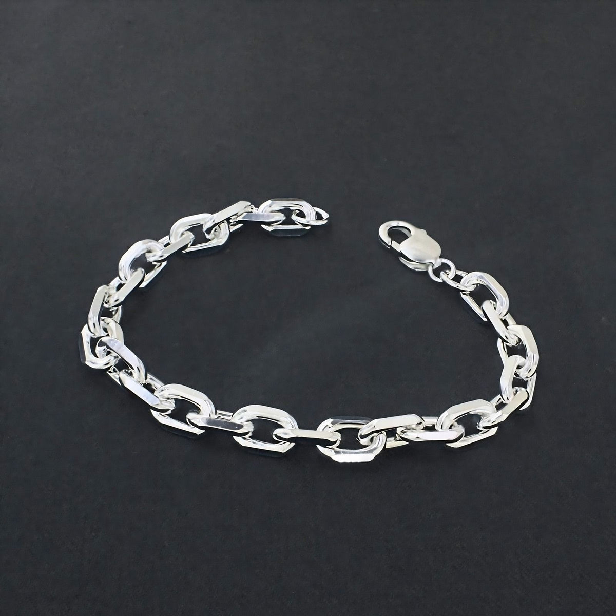 Stylish Men's Sterling Silver Cable Link Bracelet - 925 Sterling Silver