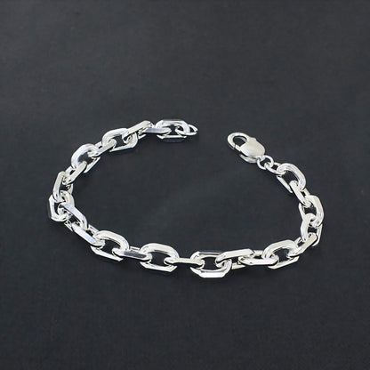 Stylish Men's Sterling Silver Cable Link Bracelet - 925 Sterling Silver