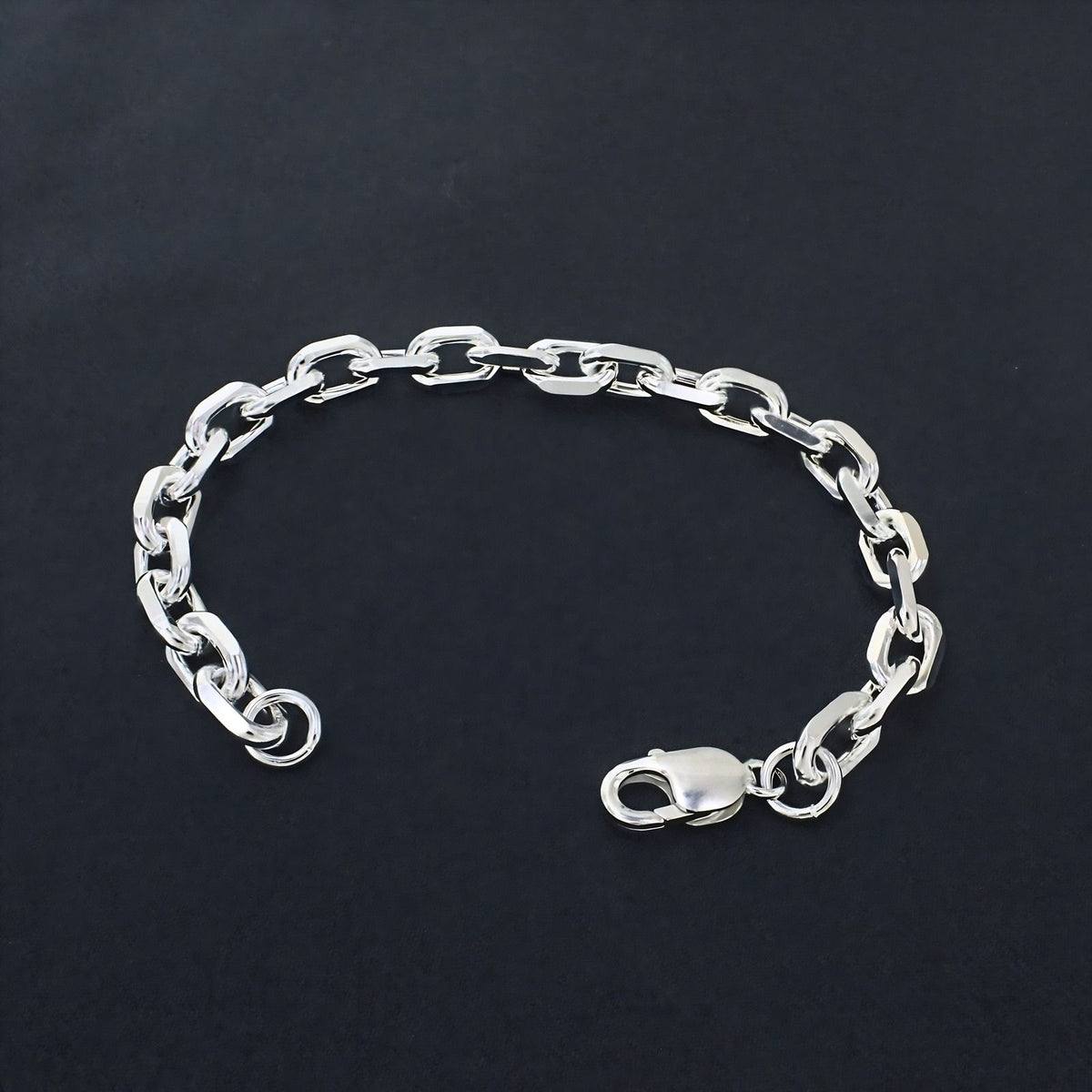 Stylish Men's Sterling Silver Cable Link Bracelet - 925 Sterling Silver