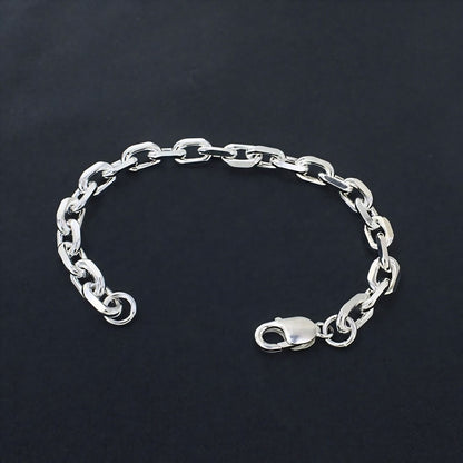 Stylish Men's Sterling Silver Cable Link Bracelet - 925 Sterling Silver