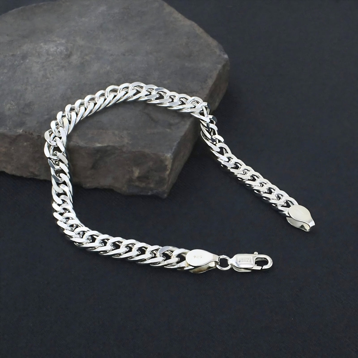 925 Sterling Silver Curb Link Bracelet for Men & Boys