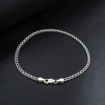 925 Silver Franco Chain Design Oxidized Bracelet
