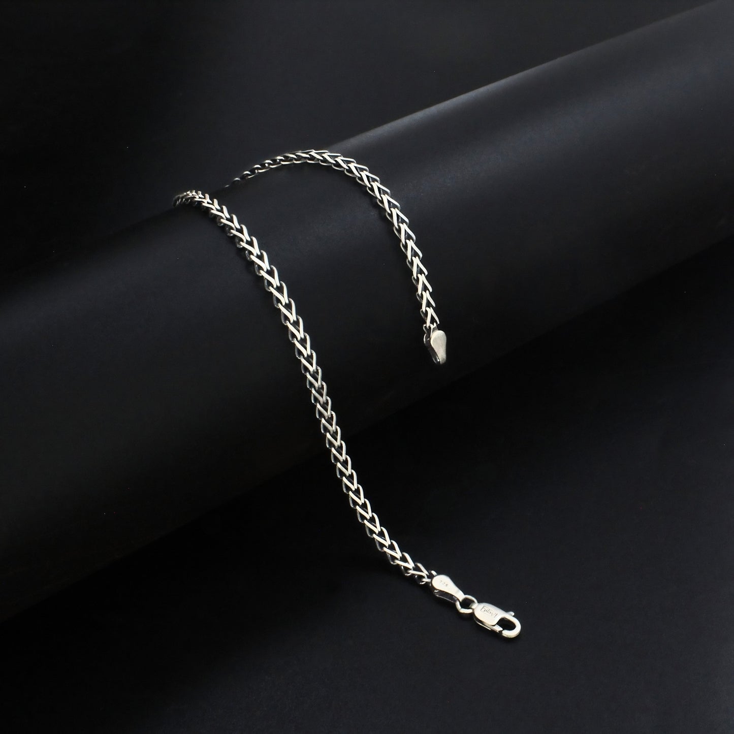 925 Silver Franco Chain Design Oxidized Bracelet