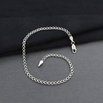 925 Silver Franco Chain Design Oxidized Bracelet
