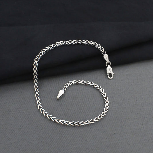 925 Silver Franco Chain Design Oxidized Bracelet