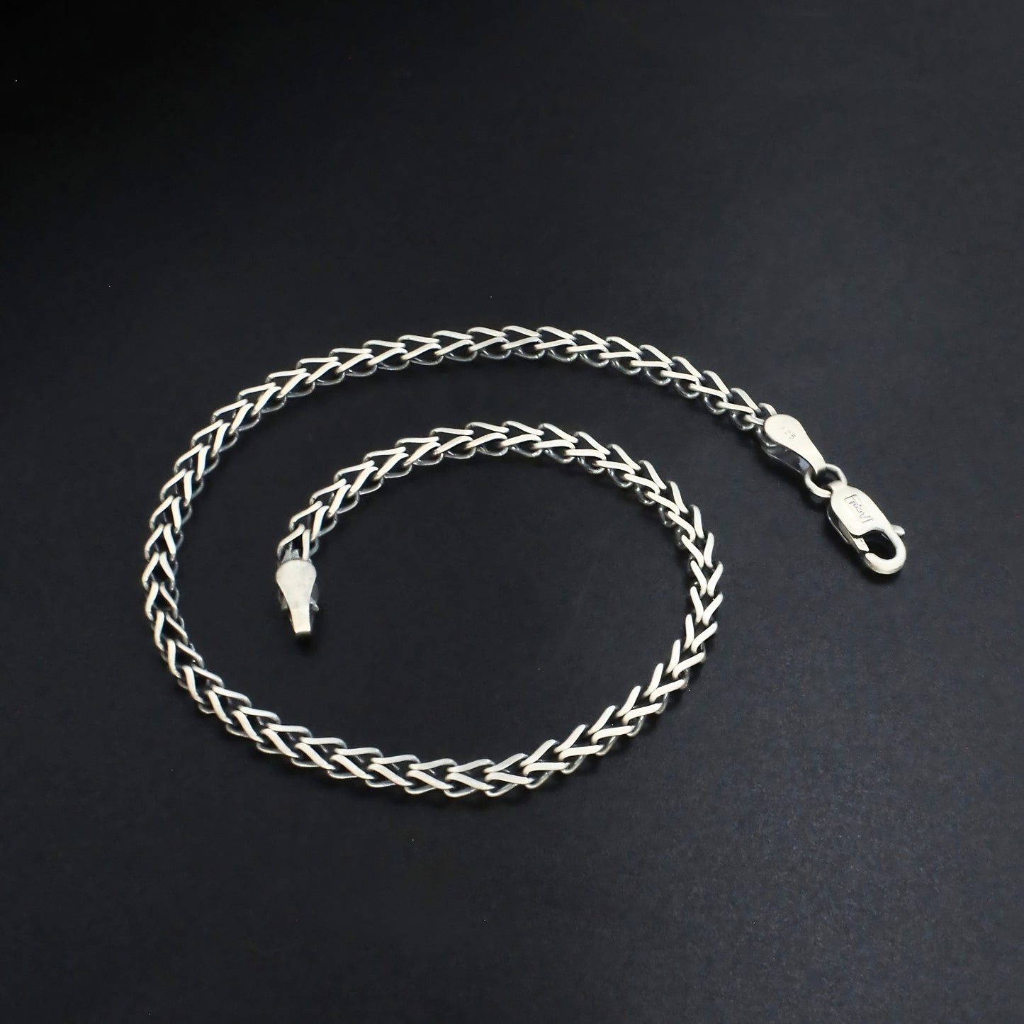 925 Silver Franco Chain Design Oxidized Bracelet