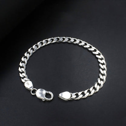 Classic 925 Sterling Silver Curb Link Chain Bracelet