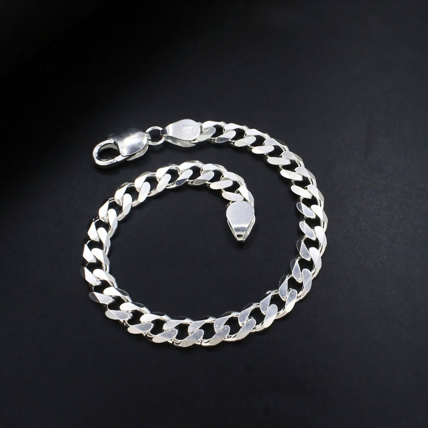 Classic 925 Sterling Silver Curb Link Chain Bracelet
