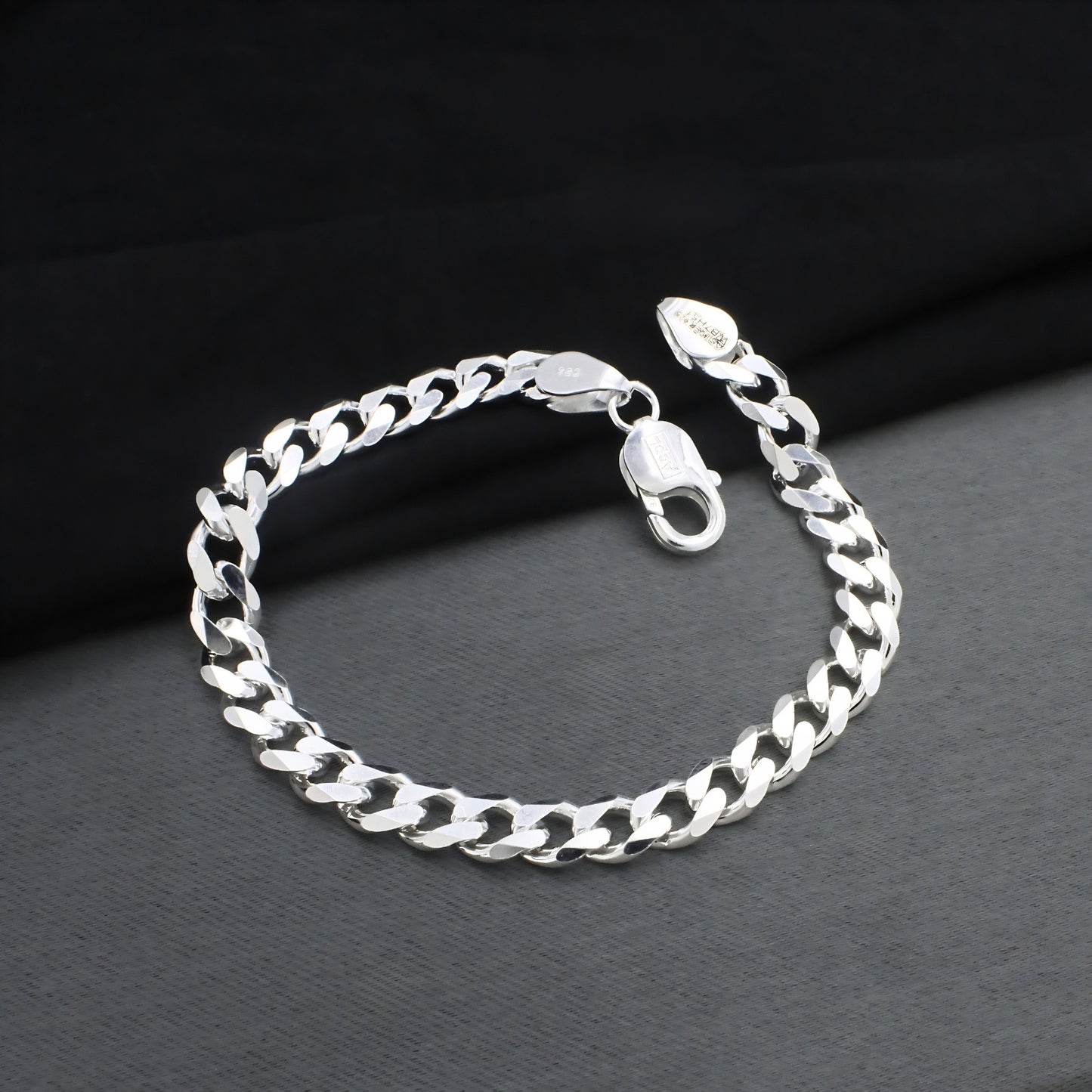Classic 925 Sterling Silver Curb Link Chain Bracelet