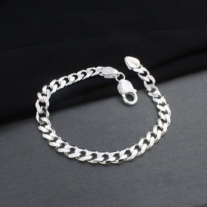 Classic 925 Sterling Silver Curb Link Chain Bracelet