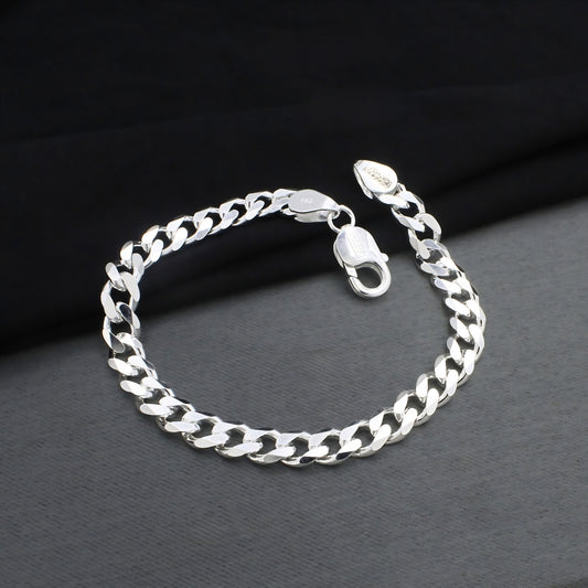 Classic 925 Sterling Silver Curb Link Chain Bracelet