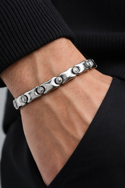925 Sterling Silver Men's Oxidized Bracelet Man Jewelry 8.3"