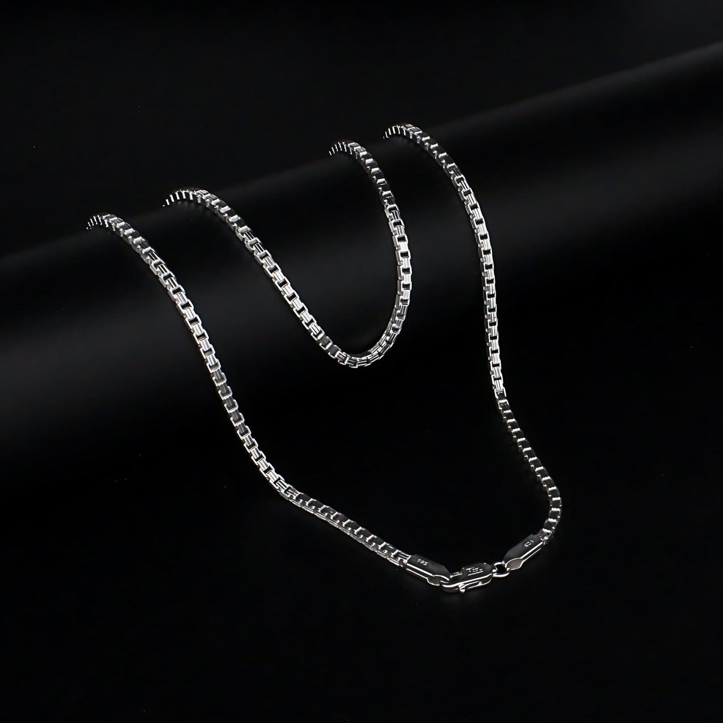 Stylish Fancy Box 925 Sterling Silver Unisex Neck Chain 19.5"