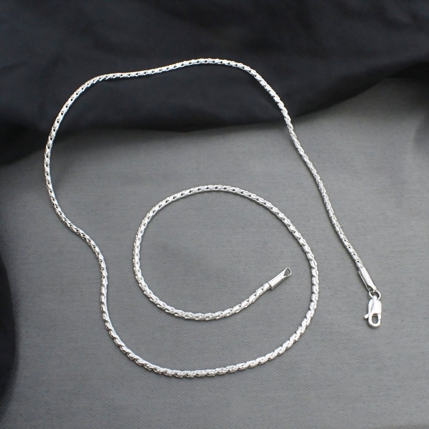 Real 925 Sterling Silver Sleek Rope Design Neck Chain 20"