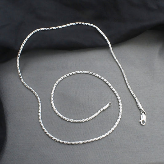 Real 925 Sterling Silver Sleek Rope Design Neck Chain 20"