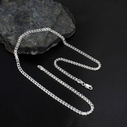 925 Sterling Silver Rombo Link Chain for Women – 18 Inch
