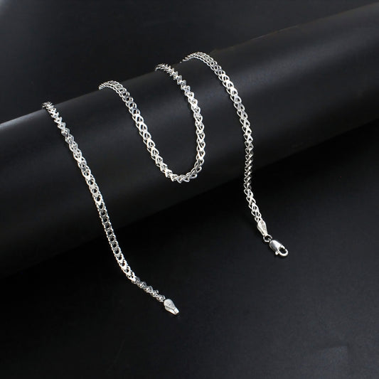 925 Sterling Silver Rombo Link Chain for Women – 18 Inch