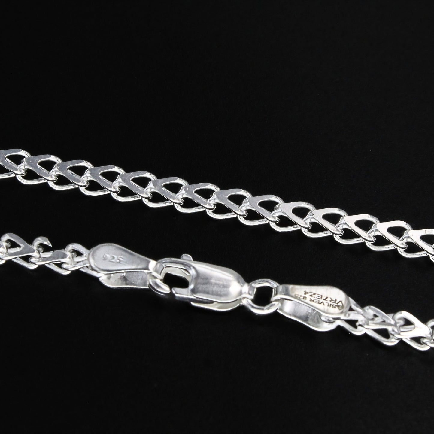 925 Sterling Silver Rombo Link Chain for Women – 18 Inch