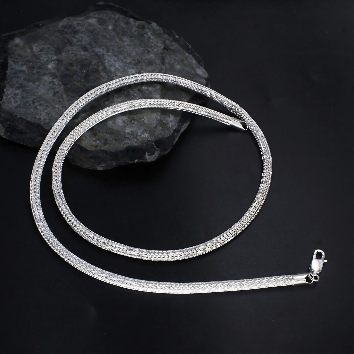 24 Inch Real 925 Silver Snake Bone Chain – Sleek & Stylish Chain Design