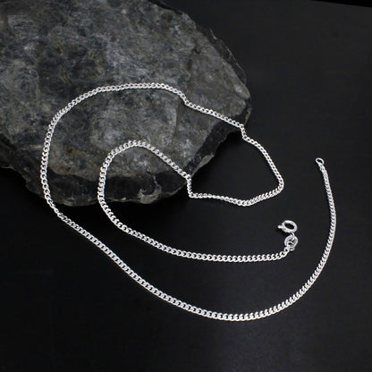 18 Inch Sterling Silver Curb Link Chain – Lightweight & Timeless Jewelry