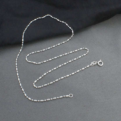 925 Sterling Silver Slim Tube Bar Neck Chain 18"