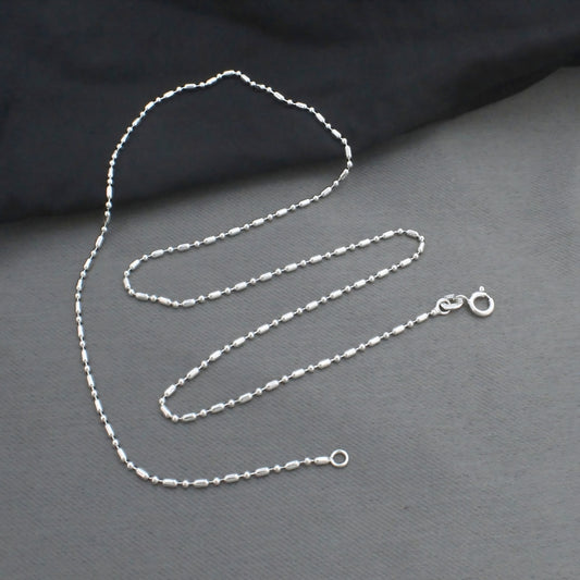 925 Sterling Silver Slim Tube Bar Neck Chain 18"